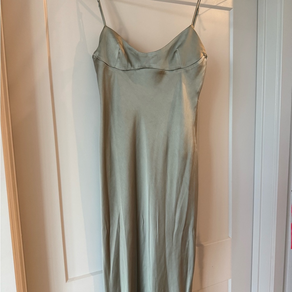 ZARA green satin dress